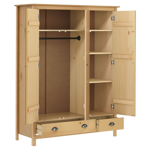 Stilwell - 3Door Wardrobe Hill Range 1270 x 500 x 1700 mm Solid Pine Wood